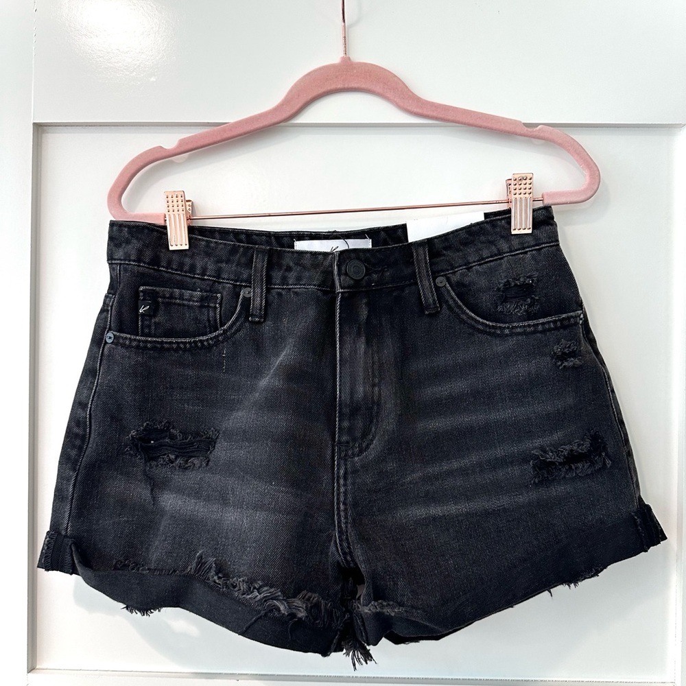 NWT Black Distressed Jean Shorts
